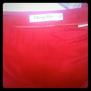 Red Christian Dior size 2 silk blend crop pants